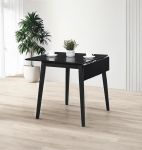 Hallowood Furniture Ledbury Small Table with Leaves Black Finish Space Saving Solid Wood Rectangular Extendable Folding Dining Table for Kitchen, Home or Cafe