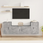 TV-M&ouml;bel-Set, 3-teilig, Grau, Beton, aus mehrschichtigem Holz, Wohnzimmer, TV-Schrank, niedriger TV-Schrank, Couchtisch, Wohnzimmertisch, TV-St&auml;nder f&uuml;r industrielles Wohnzimmer