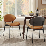 Zouron s&ouml;&ouml;gitoolide 2 pruunist kunstnahast komplekt - Mid Century Modern Retro Faux Leather polsterdatud k&ouml;&ouml;gi s&ouml;&ouml;gitoolid pruunide metalljalgadega Armless Accent Chair Brown