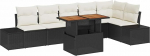 7-teiliges Garten-Sofa-Set mit Kissen Schwarz Poly-Rattan Gartenlounge Model3358707