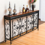 Europ&auml;ischer Retro-Konsolentisch aus Schmiedeeisen, Aufbewahrungstisch f&uuml;r den Eingangsbereich, langer Wanddekorationstisch f&uuml;r das Wohnzimmer, geeignet f&uuml;r den Flur im Wohnzimmer Brown 120*24*90cm