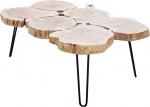 invicta INTERIOR GOA Solid Coffee Table 115 cm Tree Trunk Discs Acacia Table Top Puidust lauaplaat Metal Living Room Table Puidust laud T&auml;ispuidust laud