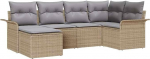 6-teiliges Garten Sofa Set mit Kissen Beige Poly Rattan, 2-Sitzer Garten Sofa mit Stauraum & Kissen Beige Poly Rattan Gartenlounge Model3354099