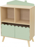 Joyz Children's Shelf with 3 Compartments, Wooden Bookcase, 60 x 30 x 82 cm, Natural Green, Toy Shelf, House Design, Wooden Shelf, Standing for Children, Storage Shelf, Children's Room Furniture