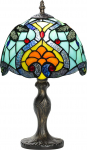 7CDXD Stained Glass Lamp, Small Retro Lamps with Handcraft Stained Glass Lampshade and Metal Base for Decorating Bedroom, Living Room, Study, Office, Bar [Energy Class F]