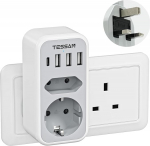 TESSAN UK adapter Inglismaa Saksamaa pistikupesa adapter reisipistikupesa vooluadapter Iirimaale 3 USB A ja 1 USB C reisimisadapter G-t&uuml;&uuml;pi UK London &Scaron;otimaa Malta Dubaile