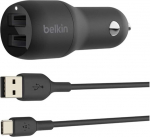 Belkin Boost Charge 24W Dual Port USB autolaadija USB A/USB-C kaabliga iPad Pro, Pixel, Nintendo Switch ja muudele Samsungi seadmetele