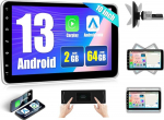 SIXWIN 2G + 64G Android 13 Autoradio 1 DIN koos Carplay / Android autoga, 10-tolline 360&deg; p&ouml;&ouml;ratav eemaldatav IPS puuteekraan GPS WiFi Bluetooth 5.0 FM RDS Mirror Link + 32EQ