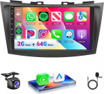 VECHTEL Autoradio 2G + 64G Android 15 Suzuki Swift 2011-2017 Suzuki Ertiga 2012-2017, 9-tolline HD 2.5D puuteekraaniga raadio traadita Carplay Android auto GPS Wi-Fi USB Bluetooth FM RDS tagumine vaade
