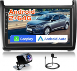 Inefala 2G/64G VW Polo 2009-2016 autoraadio Android 13 traadita Carplay & Android Car, 9-tolline Android GPS koos FM RDS WiFi WiFi BT USB SWC Mic + tagurduskaamera