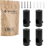 smartect Alumiiniumist seina- ja laepoldid tekstiilkaablite kinnitamiseks, 4 tk, must, lae kinnitus kruvide ja t&uuml;&uuml;blitega, ahvikiik, pinnale paigaldatav kaablihoidja oma DIY projekti jaoks