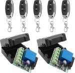 433 MHz traadita kaugjuhtimispuldi l&uuml;liti DC 12 V 1CH RF relee vastuv&otilde;tja moodul koos saatjaga, suur vahemaa garaažiukse avamiseks (2 vastuv&otilde;tjat + 5 kaugjuhtimispulti)