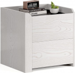 Mondeer Bedside Table with 2 Drawers Tempered Glass Modern Style for Living Room Bedroom W45 x H45 x D40 cm Cream White