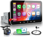 Rimoody 4G + 64G traadita Carplay Android autoradio 1 DIN koos traadita Android auto navigatsiooniga GPS WiFi 7-tolline puuteekraaniga autoraadio koos peeglilinkiga Bluetooth FM/RDS/EQ/USB/juhtimisrattaga