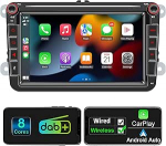VW-ga &uuml;hilduv Android autoraadio, 8 Core 4GB + 64GB VW raadio VW Golf 5 6 Polo Seat Passat Sharan Tiguanile, 8-tolline VW Polo T5 Caddy raadio Bluetooth RDS FM GPS SWC WiFi DAB +