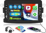 SIXWIN 4+64G Android 13 autoraadio koos CarPlay/Android autoga Renault Dacia Duster Sandero Dokker Logan Lodgy Captur, 7-tolline puuteekraan toetab WiFi GPS Bluetooth 5.0 FM/RDS 32EQ USB Type-C
