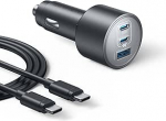 Anker 167.5W Max sigaretis&uuml;&uuml;taja USB C, 3 portiline kompaktne Type-C autolaadija, autolaadija MacBook Pro/Air, iPhone 17/16/15/14/13 seeria, Samsung S24/S23, iPad Pro, AirPods ja muudele seadmetele