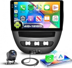 4G + 128G autoraadio Android 15 Toyota Aygo/Peugeot 107/Citroen C1 2004-2014, 10,1-tolline HD puuteekraaniga autoraadio juhtmevaba Carplay Android auto GPS Wi-Fi USB Bluetooth FM RDSiga