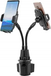 Topelt-telefoni hoidja auto tassihoidjale - eriti pikk ja paindlik kael, 360&deg; p&ouml;&ouml;ratav hoidik auto telefonihoidja - reguleeritav mobiiltelefoni tassihoidja, universaalne suurus sobib 2 iPhone'ile, Samsungile