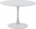 EGOONM Modern Round Dining Table with Base, Mid-Century Leisure Table for Kitchen, Dining Room & Living Room (110 x 110 x 75 cm, White)