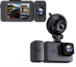 PHYLES Kolmekanaliline armatuurlaua salvestaja 4K Ultra High Definition autosalvesti eesmise tagumise ja integreeritud kaamera laia nurga 170&deg; &ouml;&ouml;n&auml;gemise funktsioon App &uuml;hendus Parkimise j&auml;lgimine h&auml;daolukorra video