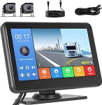 Hikity traadita tagurduskaamera 7-tolline HD puuteekraan 2 tagumise kaameraga koos &ouml;&ouml;vaatega IP68 veekindel + 4K Loop salvestus + videote muusika taasesitus + tagurdusliin veoautodele, haagistele, bussidele