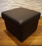 Quattro Meble Dark Brown Real Leather Stool 50 cm x 50 cm Hinged with Storage Space Stool Cowhide Seat Cube Footstool Upholstered Stool Real Leather Puff