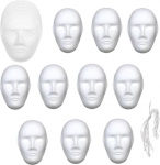 ANCKNE 10 St&uuml;ck wei&szlig;e Maske DIY Set, unlackierte wei&szlig;e Gesichtsmaske f&uuml;r Maskenkost&uuml;m, handbemalte Maske f&uuml;r Pers&ouml;nlichkeit, kreatives Design, Tanzparty, Maskerade, Cosplay-Party f&uuml;r