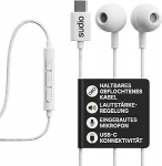 sudio V3 Essential juhtmega k&otilde;rvaklapid koos kaabliga, USB-C &uuml;hendusega k&otilde;rvaklapid, punutud, kaabli purunemiskindel disain, integreeritud mikrofon, IPX4 veekindel, valge