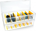 Kaablite korralduskarp, l&auml;bipaistev, kaablikarp, valge, 7 reguleeritava vaheseinaga, kaablite hoiukast laadimiskaablite, patareide, kirjatarvete ja kaablihalduse jaoks laua juures