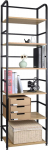 WOLTU RGB11hei Standing Shelf, Metal Shelf, Bookcase, Storage Shelf, Ladder Shelf, Bathroom Shelf, Kitchen Shelf, Corner Shelf, Stair Shelf, High Shelf, 6 Shelves, 50 x 176 x 30 cm, Light Oak