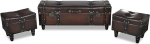 Festnight Set of 3 Seating Chest Storage Chest Practical Brown