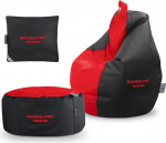HAPPERS Gamer Pro Gaming Bean Bag with Footrest and Cushion Red