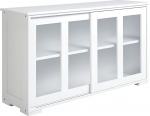 HOMCOM Kitchen Sideboard Modern Stackable Sideboard Kitchen Cabinet with 2 Glass Sliding Doors and Adjustable Shelf for Living Room Dining Room 107 x 33 x 62.5 cm White