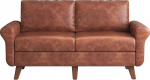 Skokliz Grained Leather Sofa Upholstered 2 Seater Sofa Modern Couch Luxury Classic for Living Room Bedroom Apartment Office (80 x 165 x 78 cm, Light Brown)