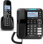 Amplicomms BigTel 1580 Combo DECT suurte nuppudega telefon, automaatvastajaga, lisatelefon, heliv&otilde;imendus, eriti valju helisignaal, kuuldeaparaadiga &uuml;hilduv, musta v&auml;rvi