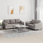 Juroupi 2-TLG. Sofagarnitur mit Kissen Sofa Wohnzimmer Sitzgruppe Wohnzimmer Sofa Set Sofas F&uuml;R Wohnzimmer Taupe Stoff - 3201857