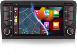 Autoraadio &uuml;hildub Audi A3 S3 RS3 2003-2012 juhtmevaba CarPlay ja Android autoga, autoraadio puuteekraaniga AM/FM/RDS/Bluetooth/USB