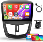 【4+64G】 Hodozzy Carplay Autoradio f&uuml;r Peugeot 207 2005-2015 Android Autoradio 9 Zoll In-Cell Bildschirm mit Android Auto/WiFi/GPS/RDS/FM/Bluetooth/USB+R&uuml;ckfahrkamera