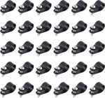 Swpeet 60tk must 1/2" nailonist plastikust kaabliklambrid, R-t&uuml;&uuml;pi kaabliklambrite komplekt, nailonkruvi kinnitamine juhtme kinnitusklambrid 60 kruviga kaablijuhtimiseks