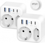 2 Pack Travel Adapter Jaapan, 6-in-1 EL-Jaapan adapter pistikupesa 2 USB C ja 2 USB A, reisiadapter reisipistik A-t&uuml;&uuml;pi USA, Tai, Hiina, Kanada jaoks.