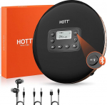 HOTT CD-m&auml;ngija Kaasaskantav CD-m&auml;ngija Bluetoothiga, 1000 mAh laetav CD-m&auml;ngija k&otilde;rvaklappide ja AUX-liiniga, mis &uuml;hildub CD, MP3, CD-R, CD-RW, Discman CD-m&auml;ngija koos l&ouml;&ouml;gikaitsega autodele