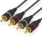 2RCA Stereo Audiokaabel (50 jalga) - Dual RCA Plug M/M 2 Channel (Right and Left) Gold Plated Dual Shielded RCA to RCA Male Connectors Black