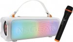 N-Gear LGP BLAZOOKA 703 Valge kaasaskantav Bluetooth-pidulik k&otilde;lar, 100W v&auml;ljund, sisseehitatud aku ja mikrofon, traadita, kaasaegne disain, selge heli pidude ja v&auml;li&uuml;rituste jaoks