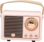 CCYLEZ Retro Bluetooth k&otilde;lar, k&otilde;lar BT 5.0, HiFi Stereo heliefekt, v&auml;ike, kerge, vintage dekoratsioon, armas vanamoodne stiil koju, reisile, &otilde;ue (roosa)