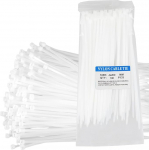 200 tk valge nailonist kaablisidemed 200mm x 3.6mm plastist turvaline iselukustuv mehhanism kodu, aia, kontori ja DIY jaoks