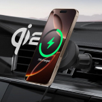 Spigen OneTap Pro 4 Qi2 15W MagSafe autokinnitus laadimisfunktsiooniga Qi2 sertifitseeritud ja ventilatsioonikonks: Laadija, klambrilaadija, auto mobiiltelefoni hoidja iPhone 17/16/15/14/13/12 Pro Max Air Plus jaoks.