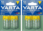 VARTA laetavad AA patareid Pack of 6 Recharge Accu Recycled Battery 2100mAh Ni-Mh 21% ringlussev&otilde;etud materjalist eellaetud kasutusvalmis (Pack of 2)