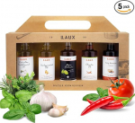 LAUX &auml;&auml;dika ja &otilde;li BBQ kinkekomplekt naistele ja meestele - 5 x 40 ml t&scaron;illi&otilde;li, taimne k&uuml;&uuml;slaugu&otilde;li, palsami- ja BBQ-&auml;&auml;dikas - Delikatesside kinkekarp Grill & k&ouml;&ouml;k