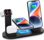 6 in 1 traadita laadimisjaam, 360 kraadi p&ouml;&ouml;rlev laadimisjaam Apple/Micro/Type C telefonidele, Qi kiirlaadimisjaam iWatch seeria, Airpods, iPhone, Samsung Galaxy jaoks